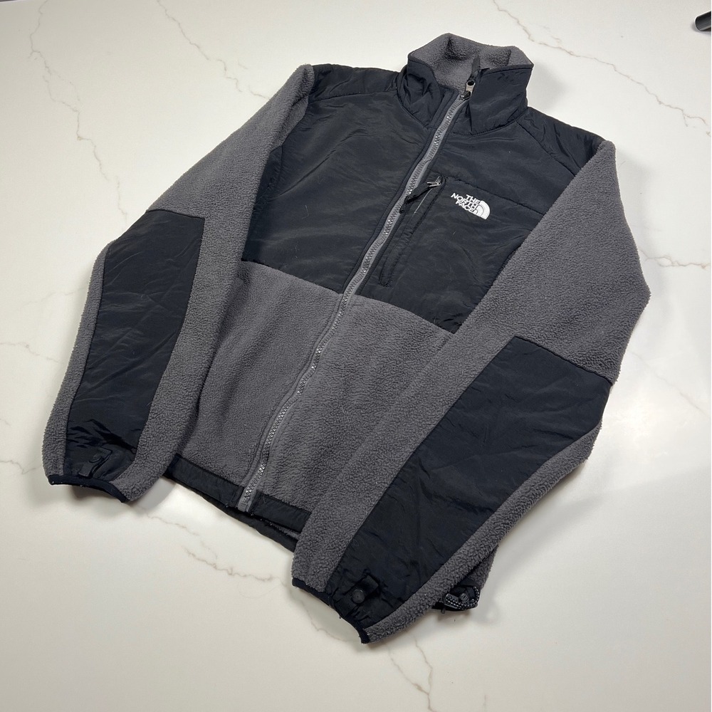 The North Face Denali Fleece Jacket Womens Medium Grey Black Full Zip